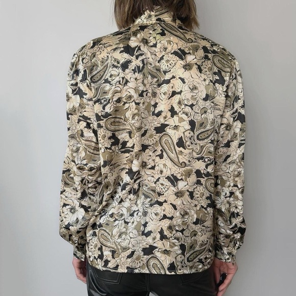 Vintage Green Floral Print Blouse - Picture 4 of 4